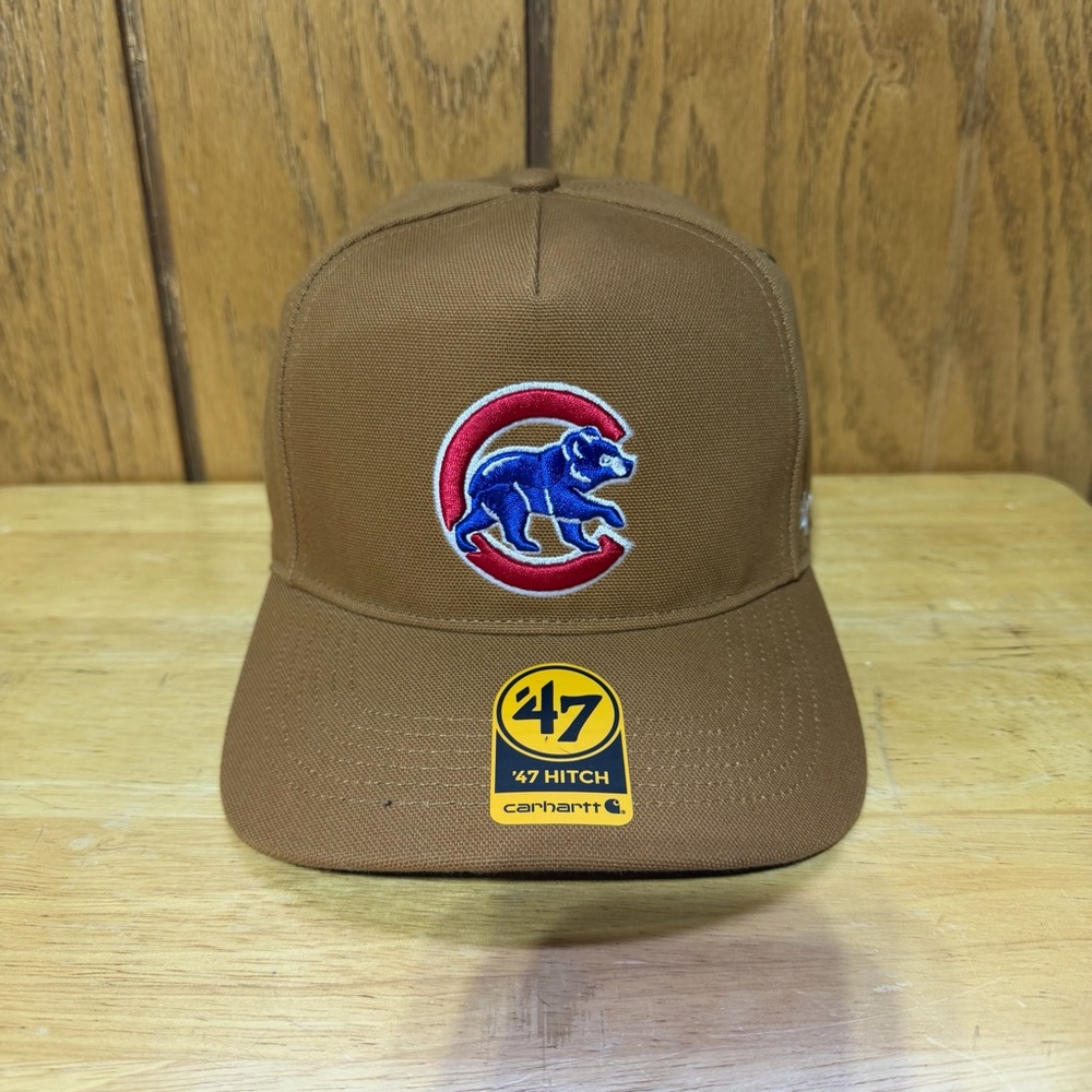 Chicago Cubs Carhartt x '47 Hitch Adjustable Snapback Hat Cap Brown Logo MLB NEW